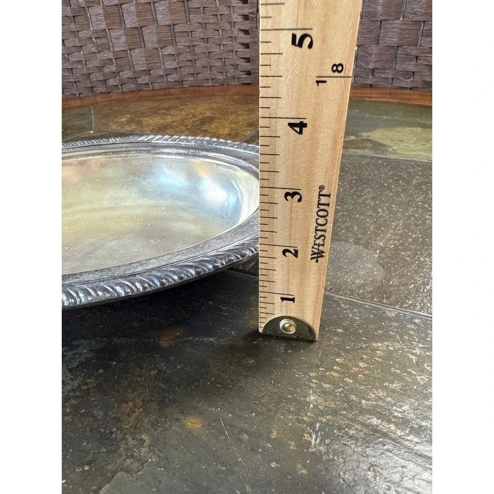 Vintage Silver on Copper Oval Serving Bowl 12